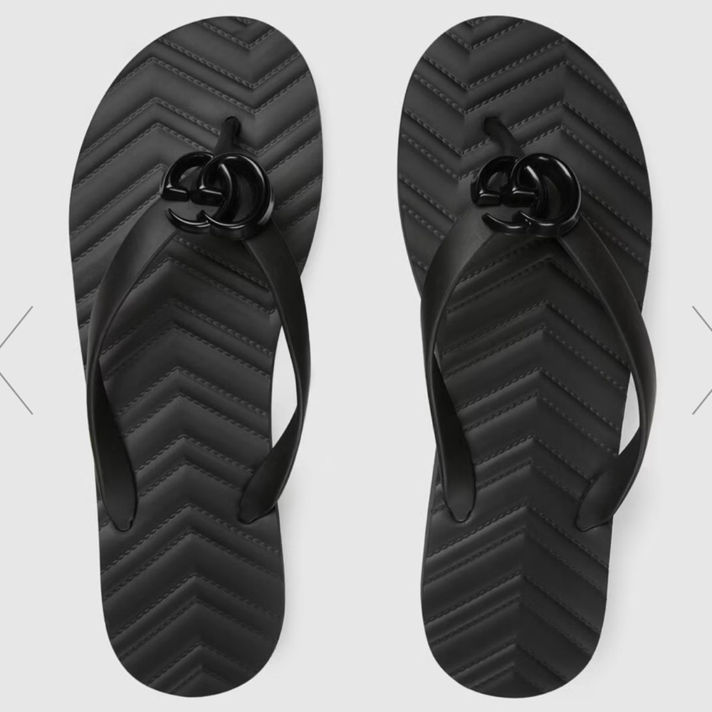 Gucci Women's Chevron Logo Thong Sandals BNIB 38 - Picture 5 of 11